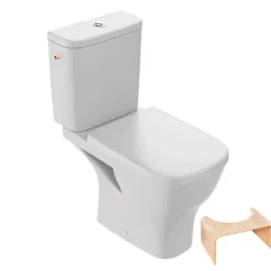 Jacob Delafon WC à poser sans bride sortie horizontale Struktura avec abattant + Tabouret physiologique bois