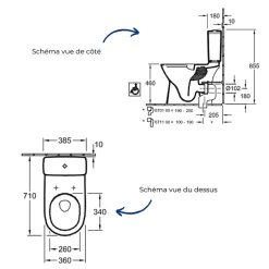 Villeroy & Boch WC à poser sans bride surélevé sortie horizontale O.novo avec abattant frein de chute + Nettoyant