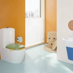 Vitra WC à poser sans bride Sento Kids Blanc + réservoir + abattant vert et jaune