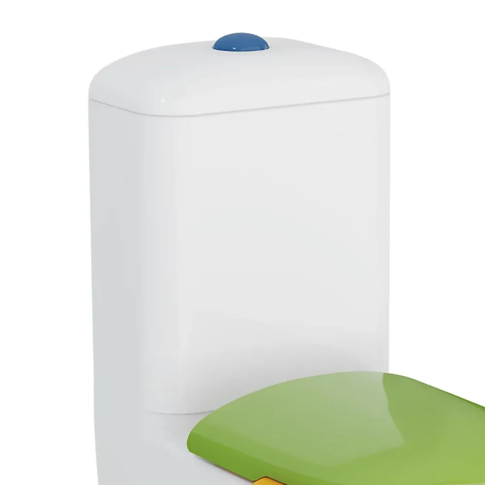 Vitra WC à poser sans bride Sento Kids Blanc + réservoir + abattant vert et jaune