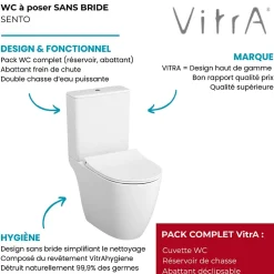 Vitra WC à poser sans bride Sento + abattant slim frein de chute blanc