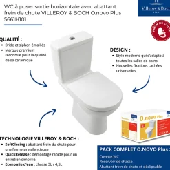 Villeroy & Boch WC à poser VILLEROY ET BOCH O.novo avec abattant frein de chute déclipsable + nettoyant Briochin