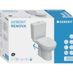 Geberit WC au sol sans bride SH Renova + abattant fermeture ralentie et déclipsable