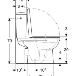 Geberit WC au sol sans bride SH Renova + abattant fermeture ralentie et déclipsable