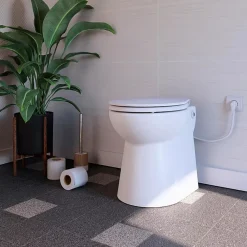 Wc Chimique Et Broyeur|Nature Pro WC Broyeur Intégré - Broyeur WC avec WC à Poser Inclus - Sans Réservoir de Chasse - 42 x 37 x 47 cm - Made in France - Blanc
