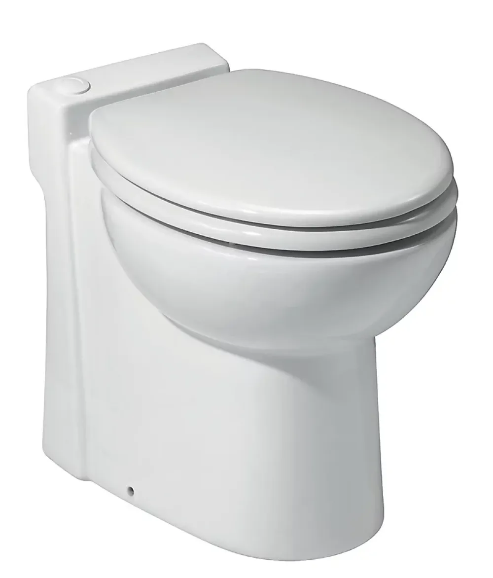 Wc Chimique Et Broyeur|TurboFlush WC broyeur compact l.24,5 x H.47 x P.54,5 cm, blanc en céramique anticalcaire, 500W, double chasse et abattant antibactérien
