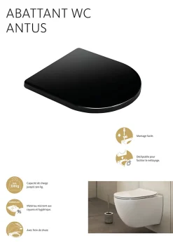 Abattant Wc|Schulte Wc Déclipsable - Avec Frein De Chute - Lunette Et Couvercle - Duroplast - Noir Mat