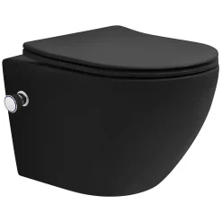 Wc Suspendu|Luxebath WC suspendu chasse d'eau tornado fonction bidet noir mat avec siège Softclose