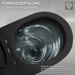 Wc Suspendu|Luxebath WC suspendu chasse d'eau tornado fonction bidet noir mat avec siège Softclose