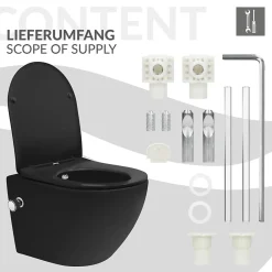 Wc Suspendu|Luxebath WC suspendu chasse d'eau tornado fonction bidet noir mat avec siège Softclose