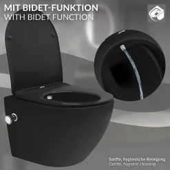 Wc Suspendu|Luxebath WC suspendu chasse d'eau tornado nano fonction bidet noir mat Softclose