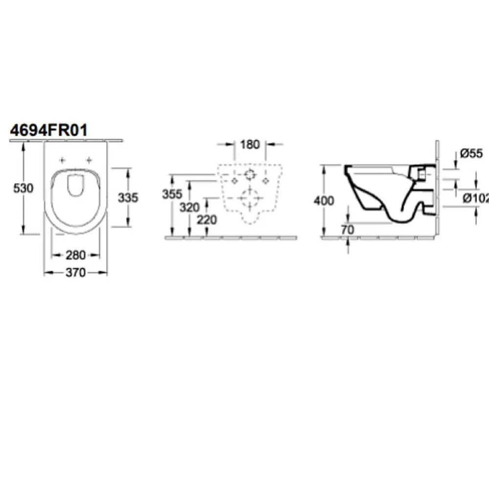 Wc Suspendu|Villeroy & Boch WC suspendu combi-pack VILEROY ET BOCH Architectura 53 x 37 x 40 cm
