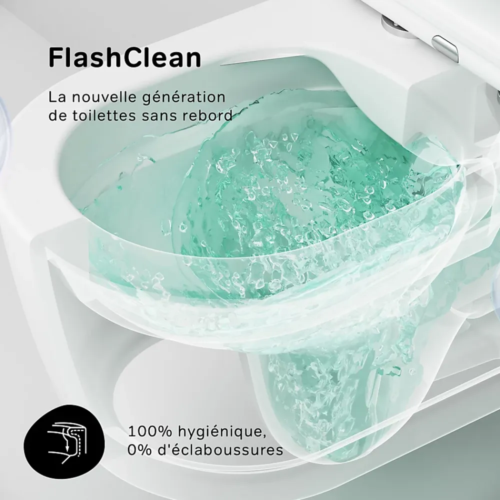 Wc Suspendu|Am.Pm Europe WC suspendu céramique sans bride cuvette WC suspendu sans bord FlashClean abattant amov. frein chute softclose blanc AM.PM Func
