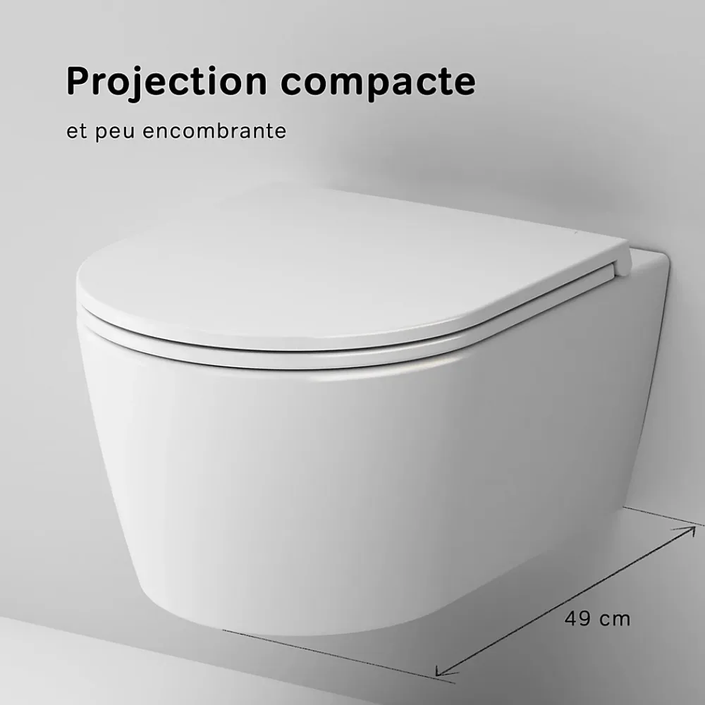Wc Suspendu|Am.Pm Europe WC suspendu céramique sans bride cuvette WC suspendu sans bord FlashClean abattant amov. frein chute softclose blanc AM.PM Func