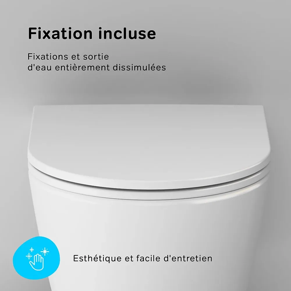 Wc Suspendu|Am.Pm Europe WC suspendu céramique sans bride cuvette WC suspendu sans bord FlashClean abattant amov. frein chute softclose blanc AM.PM Func
