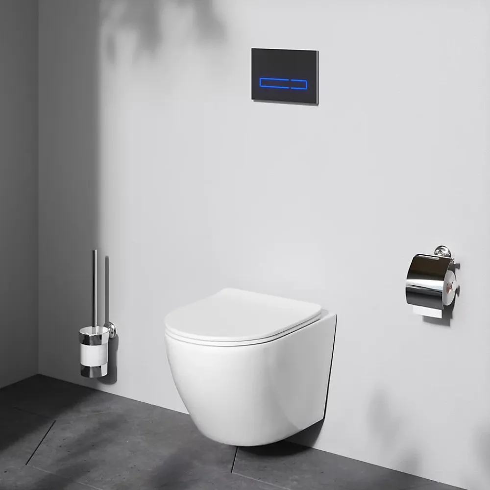 Wc Suspendu|Am.Pm Europe WC suspendu céramique sans bride cuvette WC suspendu sans bord AquaSpin abattant amov. frein chute softclose, blanc AM.PM Like