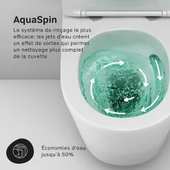 Am.Pm Europe WC suspendu céramique sans bride cuvette WC suspendu sans bord FlashClean abattant amov. frein chute softclose blanc AM.PM