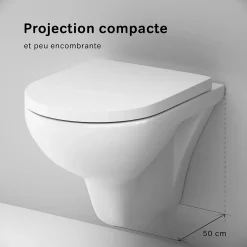 Wc Suspendu|Am.Pm Europe WC suspendu céramique sans bride cuvette WC suspendu sans bord FlashClean abattant amov. frein chute softclose blanc AM.PM Hit