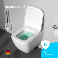 Wc Suspendu|Am.Pm Europe WC suspendu céramique sans bride cuvette WC suspendu sans bord FlashClean abattant amov. frein chute softclose, blanc AM.PM Gem