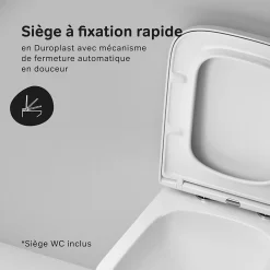 Wc Suspendu|Am.Pm Europe WC suspendu céramique sans bride cuvette WC suspendu sans bord FlashClean abattant amov. frein chute softclose, blanc AM.PM Gem