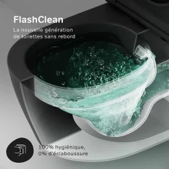Am.Pm Europe WC suspendu céramique sans bride cuvette WC suspendu sans bord FlashClean abattant amov. frein chute softclose, Noir AM.PM X-Joy S