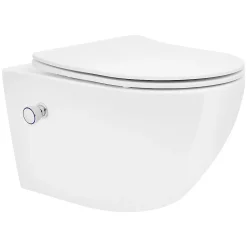 Luxebath WC suspendu en céramique cuvette sans rebord long fonction bidet avec siège
