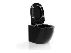 Vente-unique WC suspendu noir brillant en céramique sans bride - JAVOINE