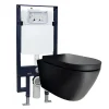 Bernstein WC suspendu noir Toilettes bâti-support pack économique - B-8030 - plaque de déclenchement Modèle 4111 satin