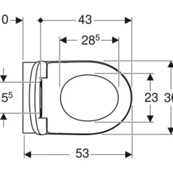 Geberit WC suspendu sans bride Renova, semi-caréné + abattant ralenti et déclipsable, Blanc