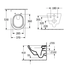 Villeroy & Boch WC suspendu sans bride VILLEROY ET BOCH Architectura Twistflush rond avec abattant