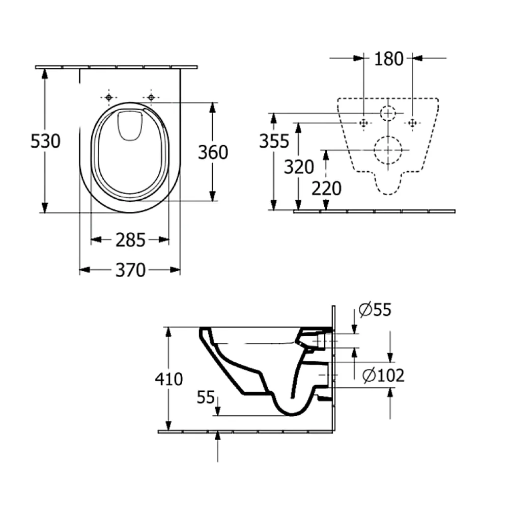 Villeroy & Boch WC suspendu sans bride VILLEROY ET BOCH Architectura Twistflush rond avec abattant