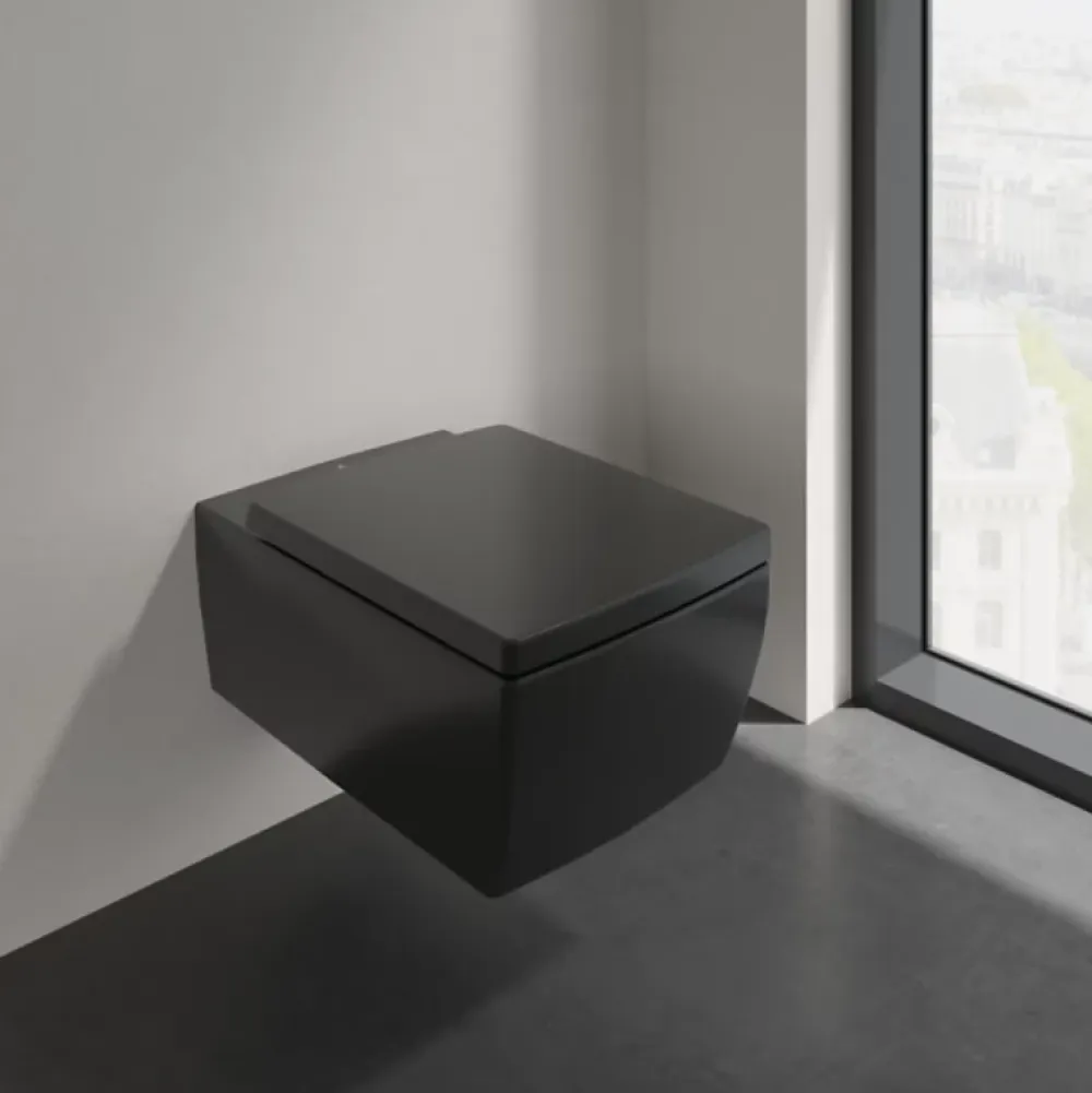 Wc Suspendu|Villeroy & Boch WC suspendu sans bride VILLEROY ET BOCH Memento 2.0 avec abattant Pure Black