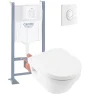 Wc Suspendu|Villeroy & Boch WC suspendu sans bride VILLEROY ET BOCH Architectura + abattant + bati support GROHE + plaque de commande blanche