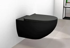 Bernstein WC suspendu sans rebord, abattant avec mécanisme de fermeture douce - Noir mat - 36,5x32x57,5 (LxHxP) - E-9030