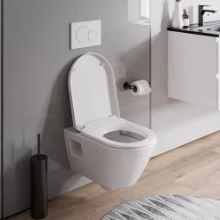 Bernstein WC suspendu sans rebord, Cuvette supendue avec abattant fermeture en douceur - 37x36x54cm - Blanc brillant - VIVEO