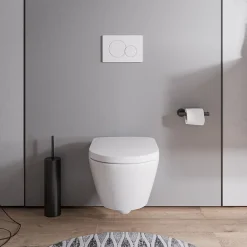 Bernstein WC suspendu sans rebord, Cuvette supendue avec abattant fermeture en douceur - 37x36x54cm - Blanc brillant - VIVEO