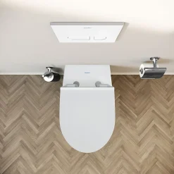 Wc Suspendu|Duravit WC suspendu, Toilettes suspendues sans rebord avec abattant fermeture en douceur - 37,2x32x57,5cm - Blanc mat - DuraVento