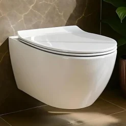 Badland WC Toilettes : cuvette blanche avec siège de toilette Slim Soft-Close