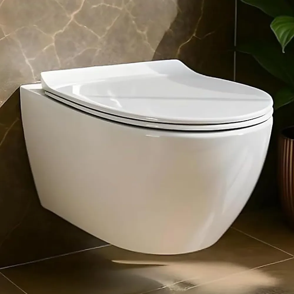 Badland WC Toilettes : cuvette blanche avec siège de toilette Slim Soft-Close