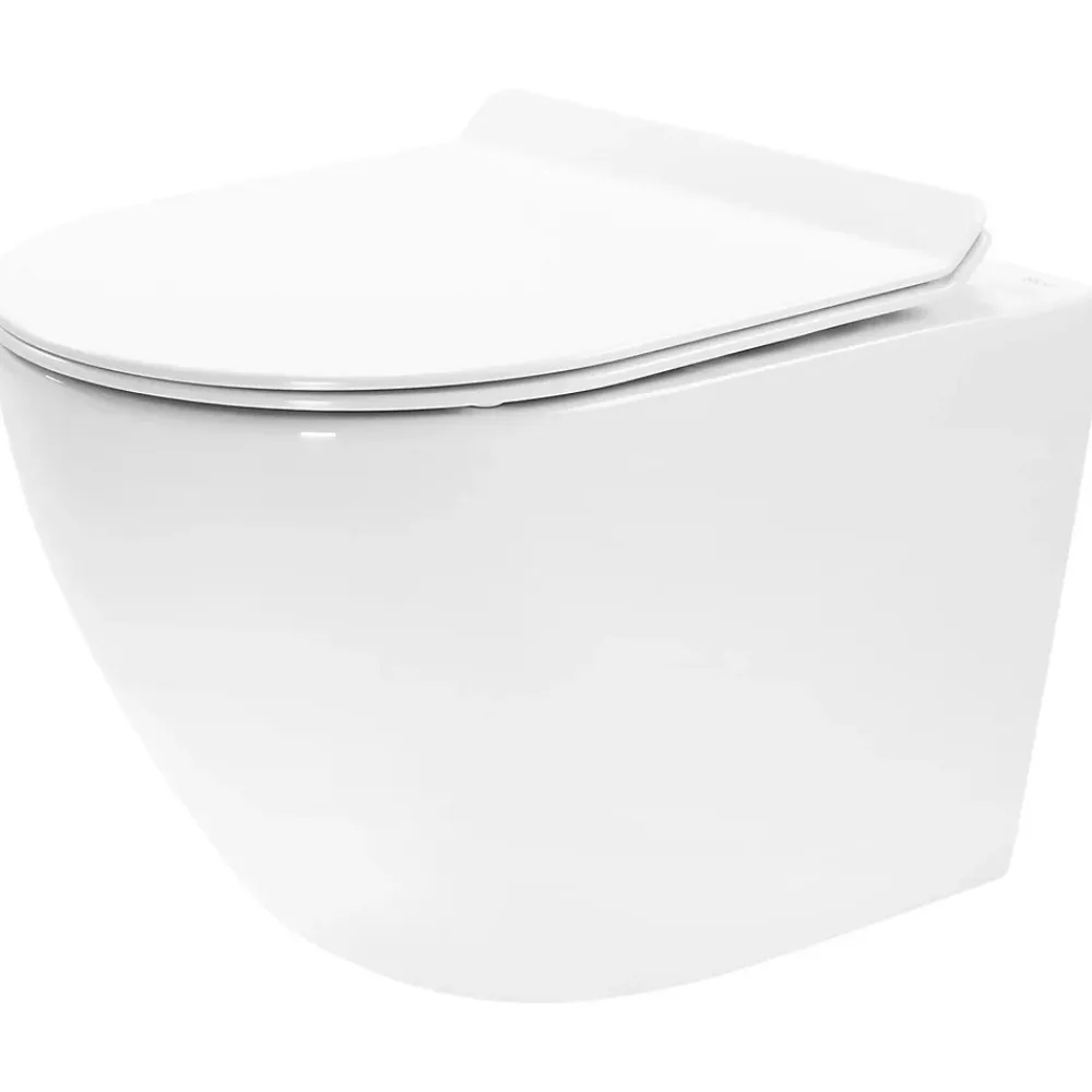 Badland WC Toilettes : cuvette blanche avec siège de toilette Slim Soft-Close