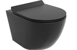 Badland WC Toilettes : cuvette noire avec siège de toilette Slim Soft-Close