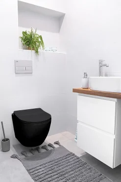 Badland WC Toilettes : cuvette noire avec siège de toilette Slim Soft-Close