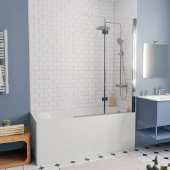 Baignoire Droite|Kolo by Geberit 170x70 cm Ensemble baignoire Opal Plus universelle +Pare baignoire pliable, 2 volets chrome + pieds (XWP1270000-SETP2)