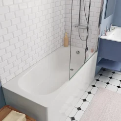 Baignoire Droite|Kolo by Geberit 170x70 cm Ensemble baignoire Opal Plus universelle +Pare baignoire pliable, 2 volets chrome + pieds (XWP1270000-SETP2)