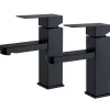 Robinet Lavabo Et Vasque|Homelody 2x Robinet Salle Bain Noir acier inoxidable avec Poignée Carrée Mitigeur lavabo Eau Froide Chaude Disponible Robinetterie