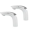 Robinet Lavabo Et Vasque|Homelody 2x Robinets Salle de Bain Mitigeur de Lavabo en Laiton de Qualité Blanc Chromé Robinetterie pour Lavabo Hauteur sous Bec 125mm