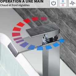 Robinet Lavabo Et Vasque|Homelody 2x Robinets Salle de Bain Cascade Mitigeurs de Lavabo Bec Haut Robinets de Lavabo Chromé Robinetteries pour Vasque Design Moderne