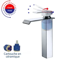 Robinet Lavabo Et Vasque|Homelody 2x Robinets Salle de Bain Cascade Mitigeurs de Lavabo Bec Haut Robinets de Lavabo Chromé Robinetteries pour Vasque Design Moderne