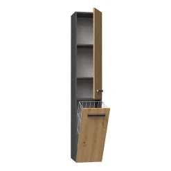 Topeshop YANA - Meuble salle de bain avec panier à linge - 31x30x174 cm - Colonne rangement SDB