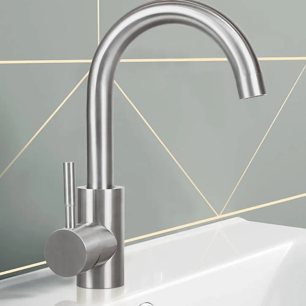 Robinet Lavabo Et Vasque|zmh Robinetterie de lavabo en acier inoxydable Mitigeur de lavabo rotatif à haute pression